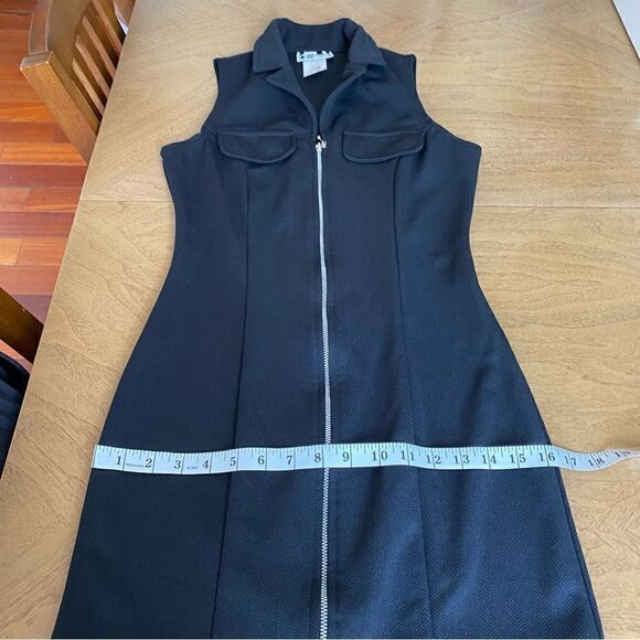 Black Vintage 90's Zip Up Bodycon Mini Dress Size 3 (4 Women's) - Picture 7 of 10